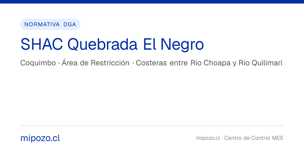 SHAC Quebrada El Negro: área de restricción de agua subterránea ...